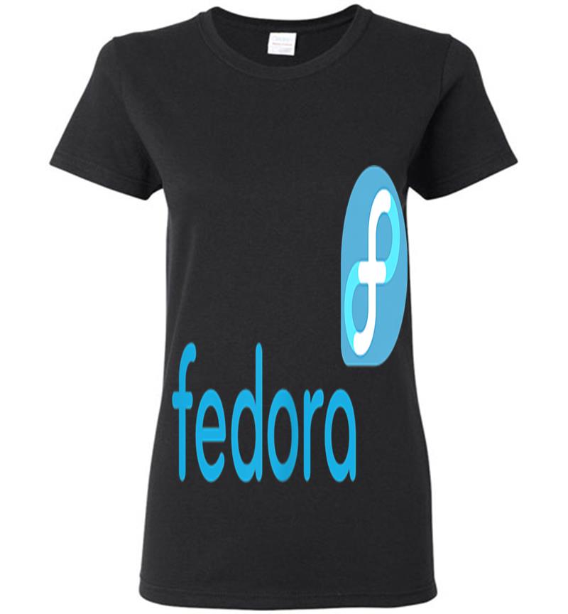 Linux Fedora New Blue Tagline & Logo Open Source Os Womens T-shirt