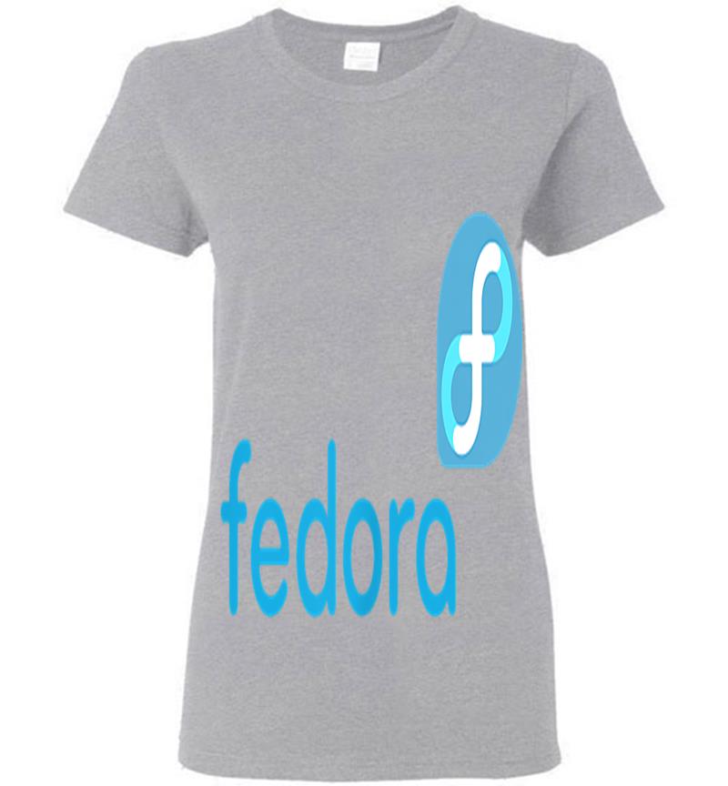 Inktee Store - Linux Fedora New Blue Tagline &Amp; Logo Open Source Os Womens T-Shirt Image