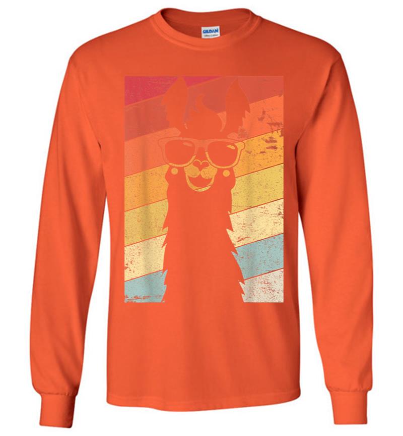 Inktee Store - Llama Retro Style Alpaca Long Sleeve T-Shirt Image