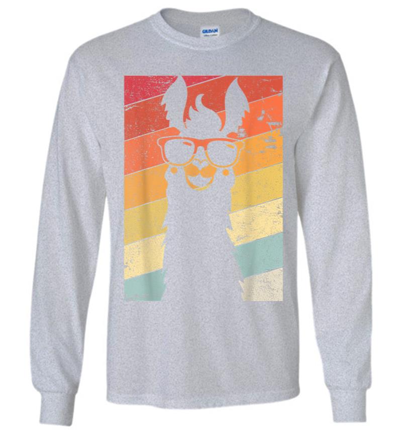 Inktee Store - Llama Retro Style Alpaca Long Sleeve T-Shirt Image
