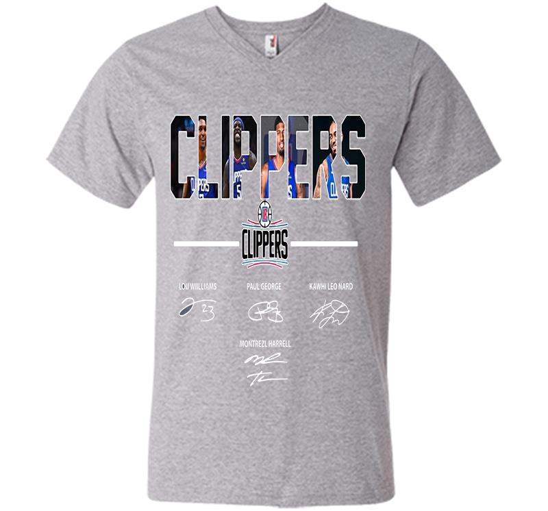 Inktee Store - Los Angeles Clippers Basketball Team Signature V-Neck T-Shirt Image