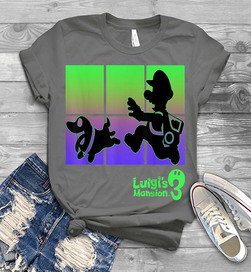 Inktee Store - Luigi'S Mansion 3 Luigi And Polterpup Silhouette Mens T-Shirt Image