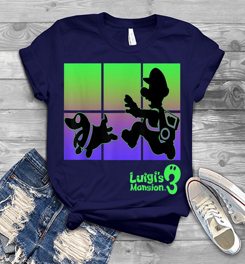 Inktee Store - Luigi'S Mansion 3 Luigi And Polterpup Silhouette Mens T-Shirt Image