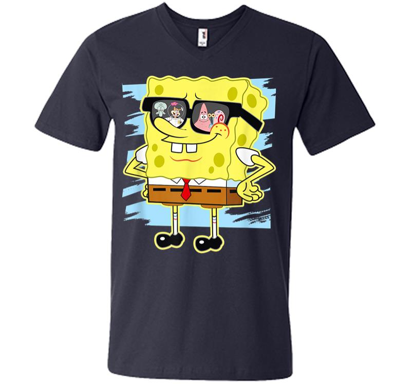 Inktee Store - Mademark X Spongebob Squarepants Spongebob Reflection In Sunglasses V-Neck T-Shirt Image