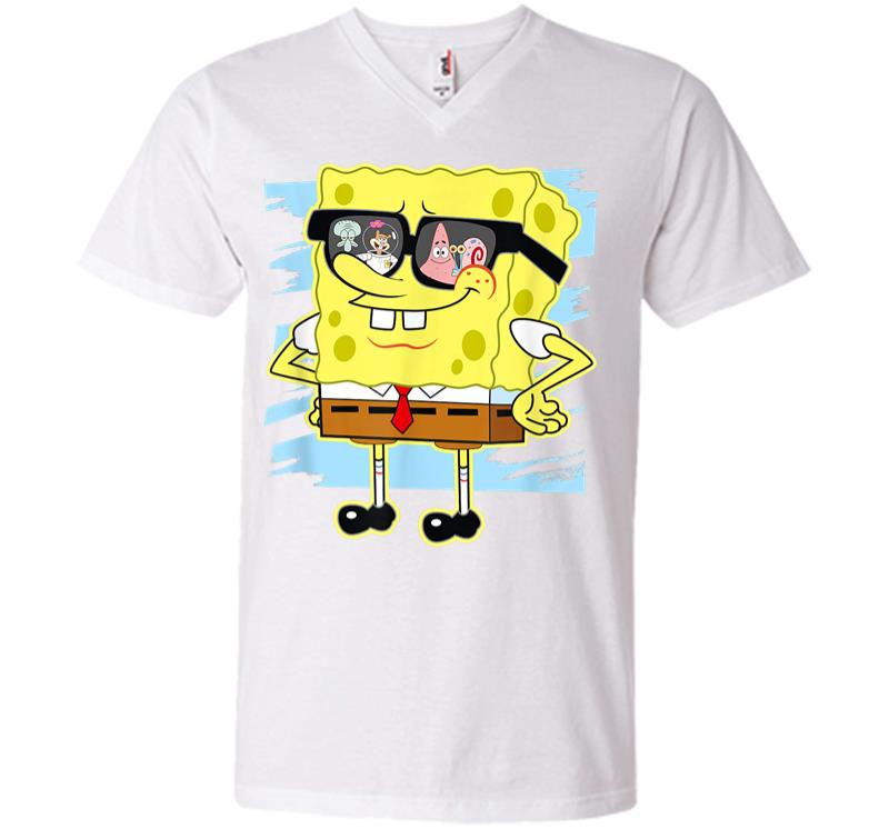 Inktee Store - Mademark X Spongebob Squarepants Spongebob Reflection In Sunglasses V-Neck T-Shirt Image