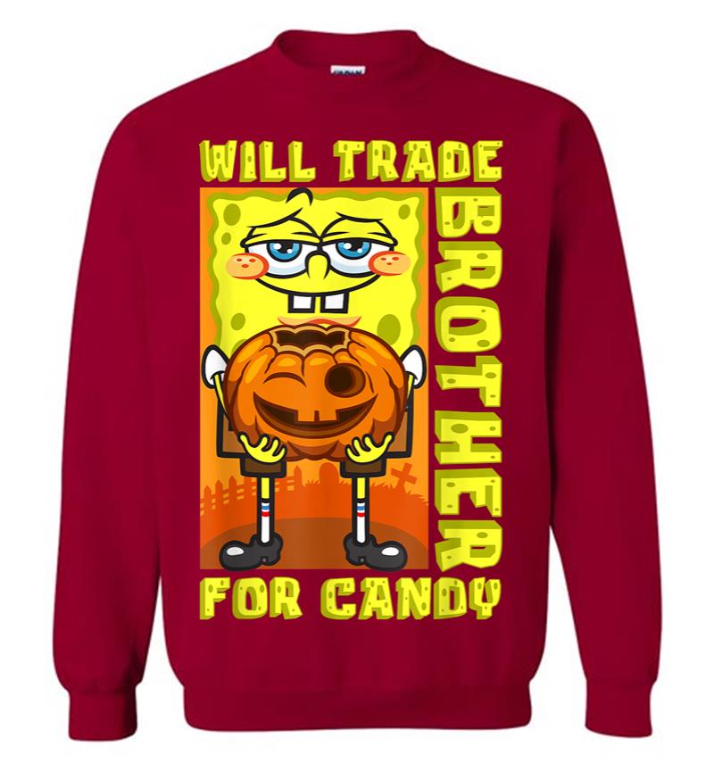 Inktee Store - Mademark X Spongebob Squarepants Spongebob Will Trade Brother For Candy Funny Halloween Gift Sweatshirt Image