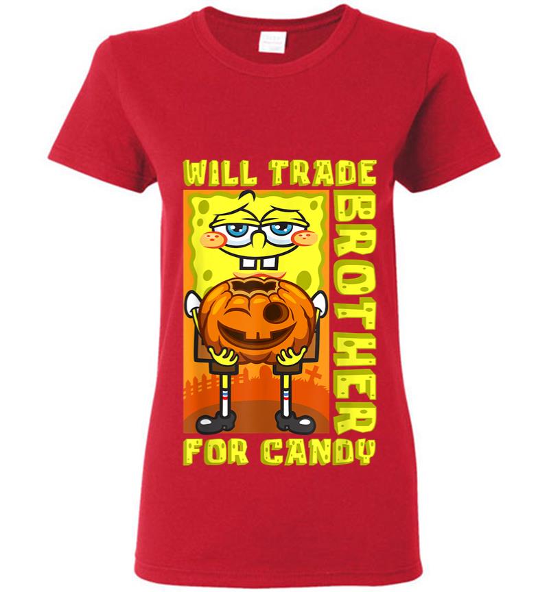 Inktee Store - Mademark X Spongebob Squarepants Spongebob Will Trade Brother For Candy Funny Halloween Gift Women T-Shirt Image
