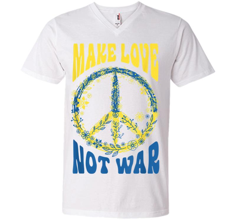 Inktee Store - Make Love Not War Support Ukraine V-Neck T-Shirt Image
