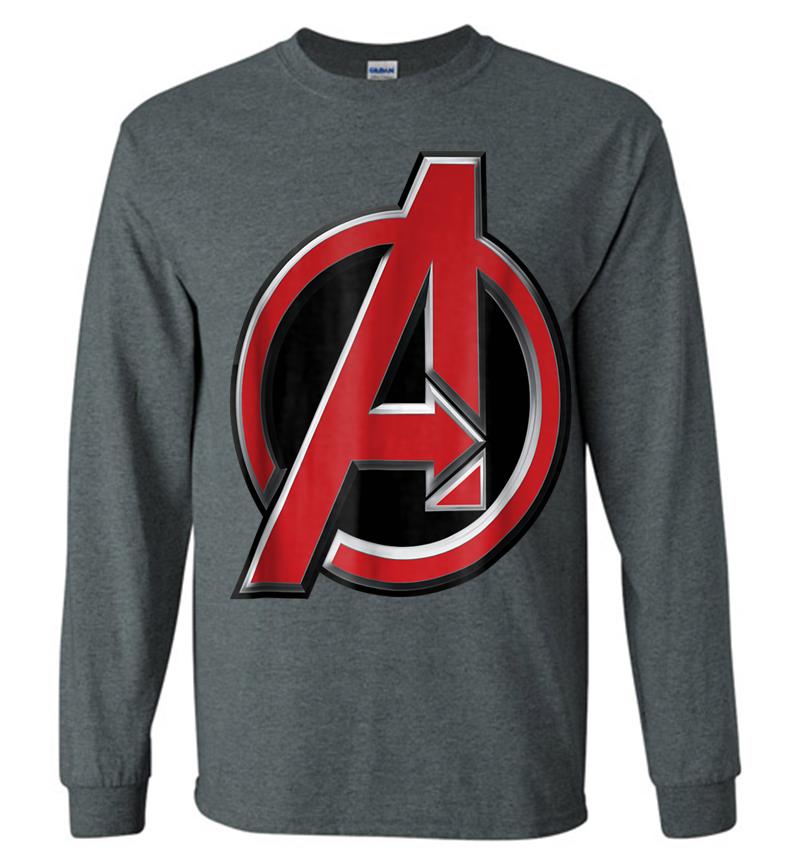Inktee Store - Marvel Avengers Classic Red Beveled Logo Graphic Long Sleeve T-Shirt Image