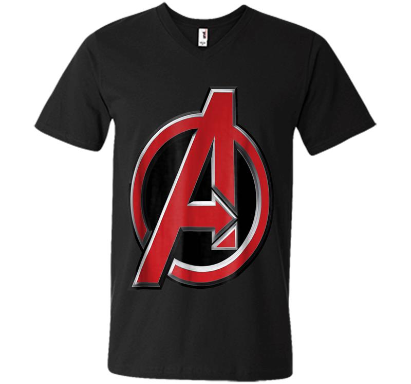 Marvel Avengers Classic Red Beveled Logo Graphic V-neck T-shirt