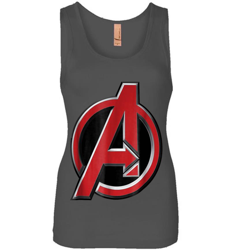 Inktee Store - Marvel Avengers Classic Red Beveled Logo Graphic Womens Jersey Tank Top Image