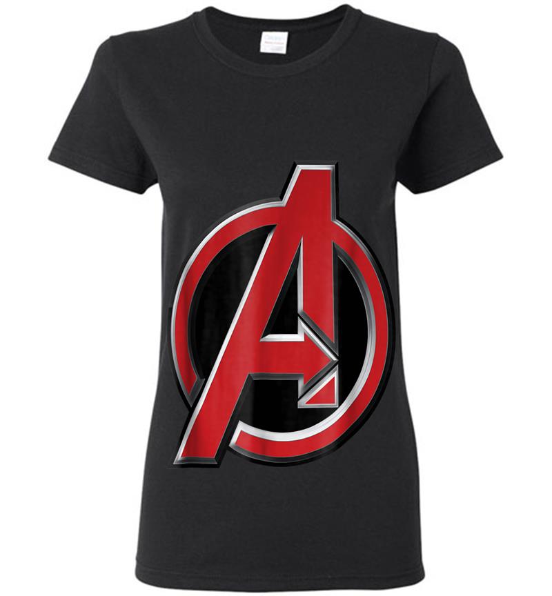 Marvel Avengers Classic Red Beveled Logo Graphic Womens T-shirt