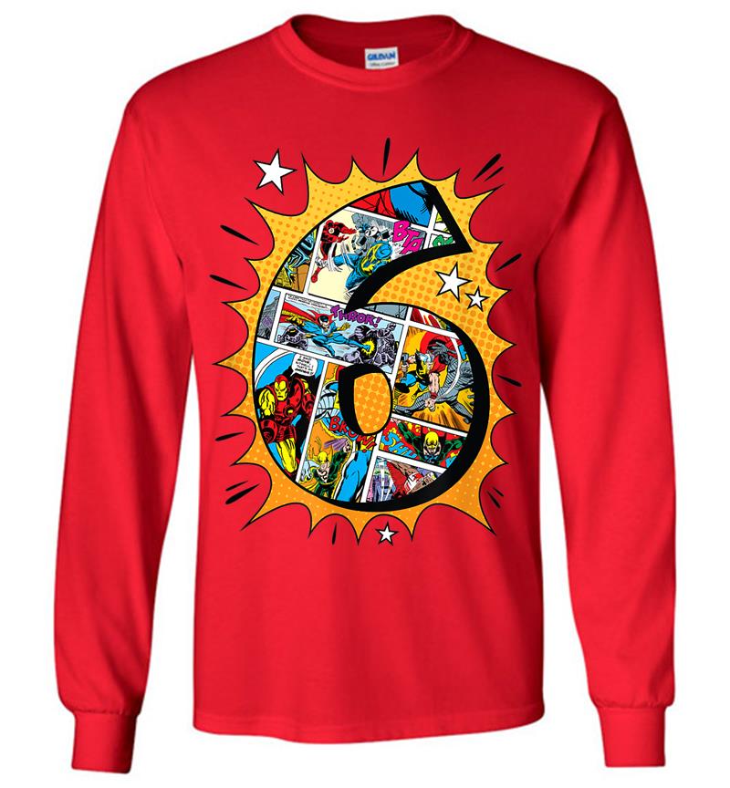 Inktee Store - Marvel Avengers Comics 6Th Birthday Long Sleeve T-Shirt Image