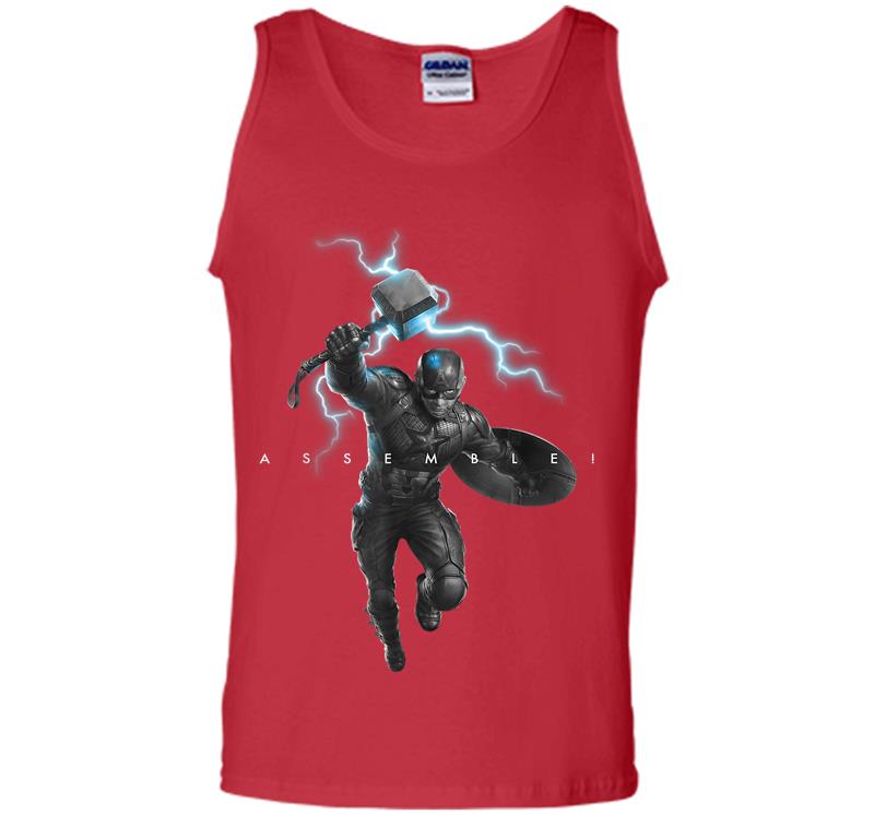 Inktee Store - Marvel Avengers Endgame Captain America Assemble Lightning Mens Tank Top Image
