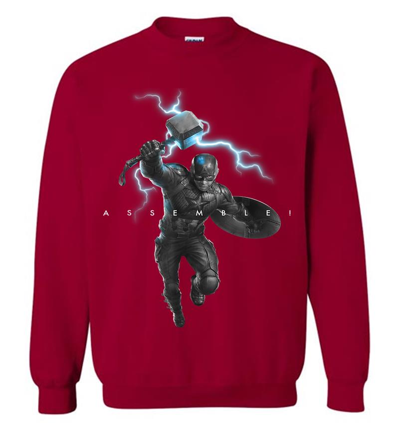 Inktee Store - Marvel Avengers Endgame Captain America Assemble Lightning Sweatshirt Image
