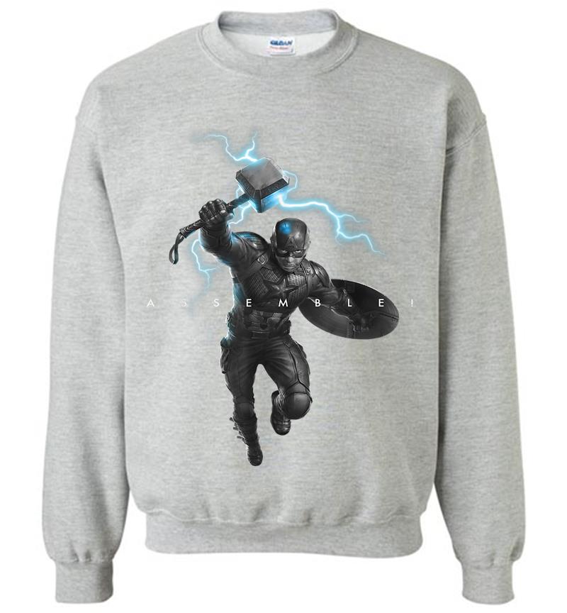 Inktee Store - Marvel Avengers Endgame Captain America Assemble Lightning Sweatshirt Image