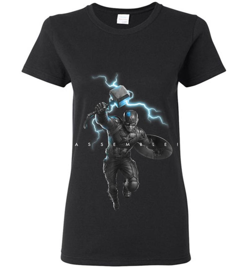 Marvel Avengers Endgame Captain America Assemble Lightning Womens T-shirt
