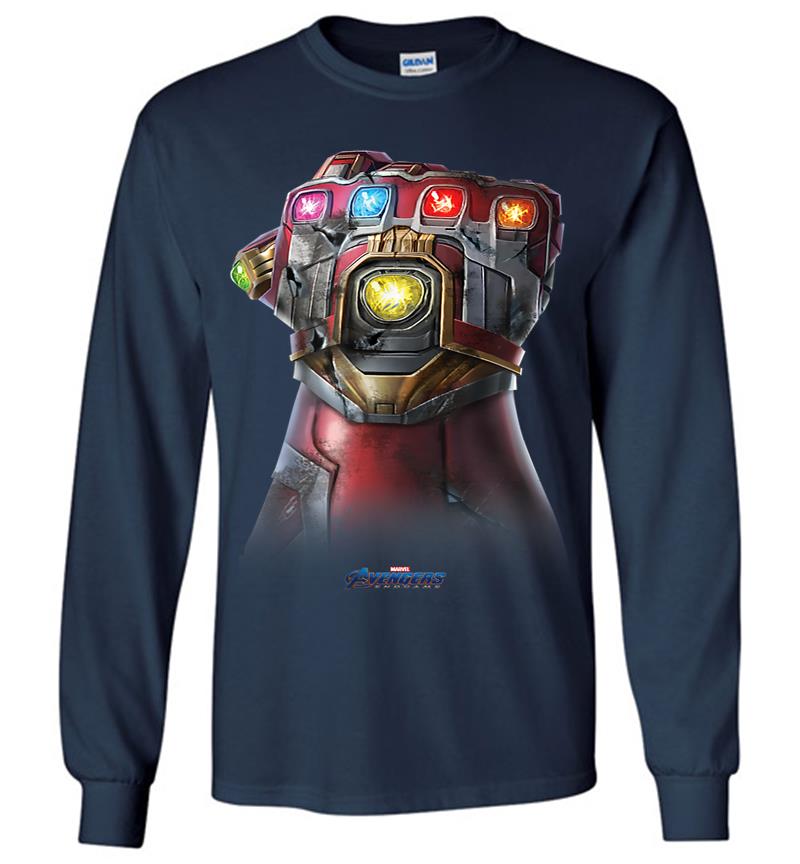 Inktee Store - Marvel Avengers Endgame Infinity Stone Gauntlet Color Logo Long Sleeve T-Shirt Image