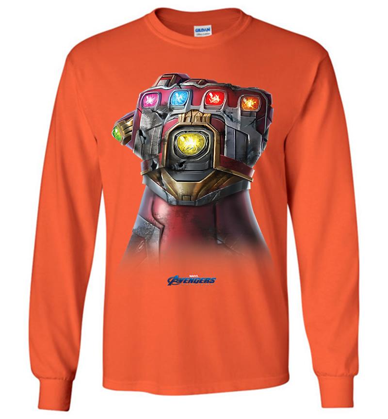 Inktee Store - Marvel Avengers Endgame Infinity Stone Gauntlet Color Logo Long Sleeve T-Shirt Image