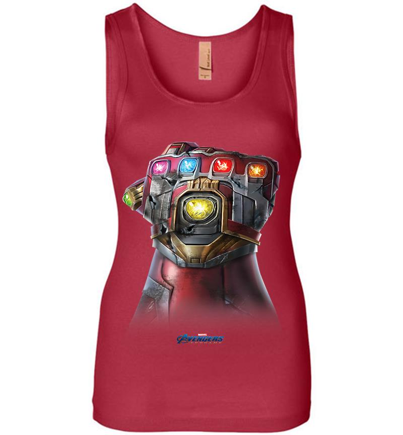 Inktee Store - Marvel Avengers Endgame Infinity Stone Gauntlet Color Logo Womens Jersey Tank Top Image