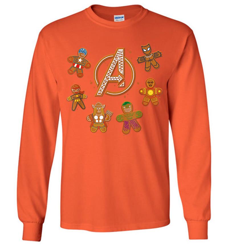 Inktee Store - Marvel Avengers Gingerbread Cookies Holiday Long Sleeve T-Shirt Image