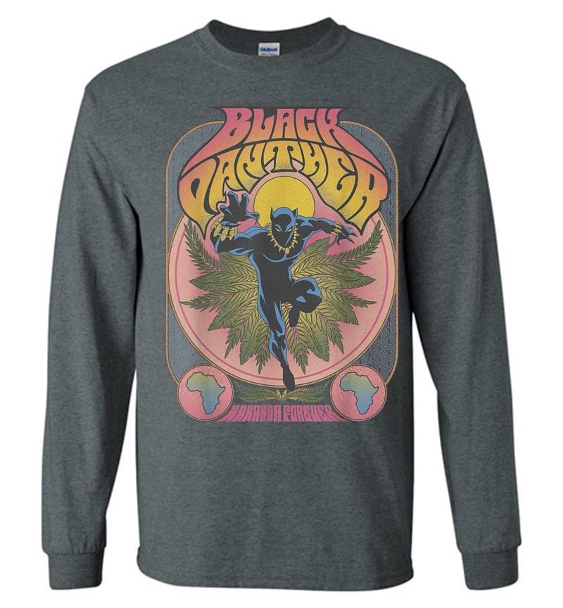 Inktee Store - Marvel Black Panther Vintage 70S Poster Style Long Sleeve T-Shirt Image