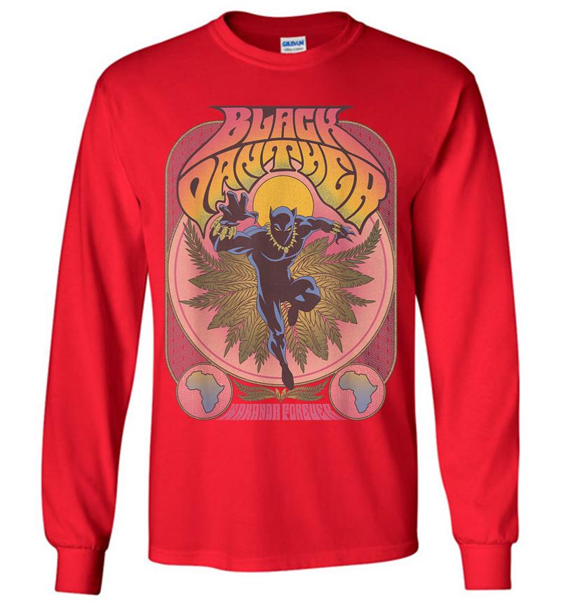 Inktee Store - Marvel Black Panther Vintage 70S Poster Style Long Sleeve T-Shirt Image