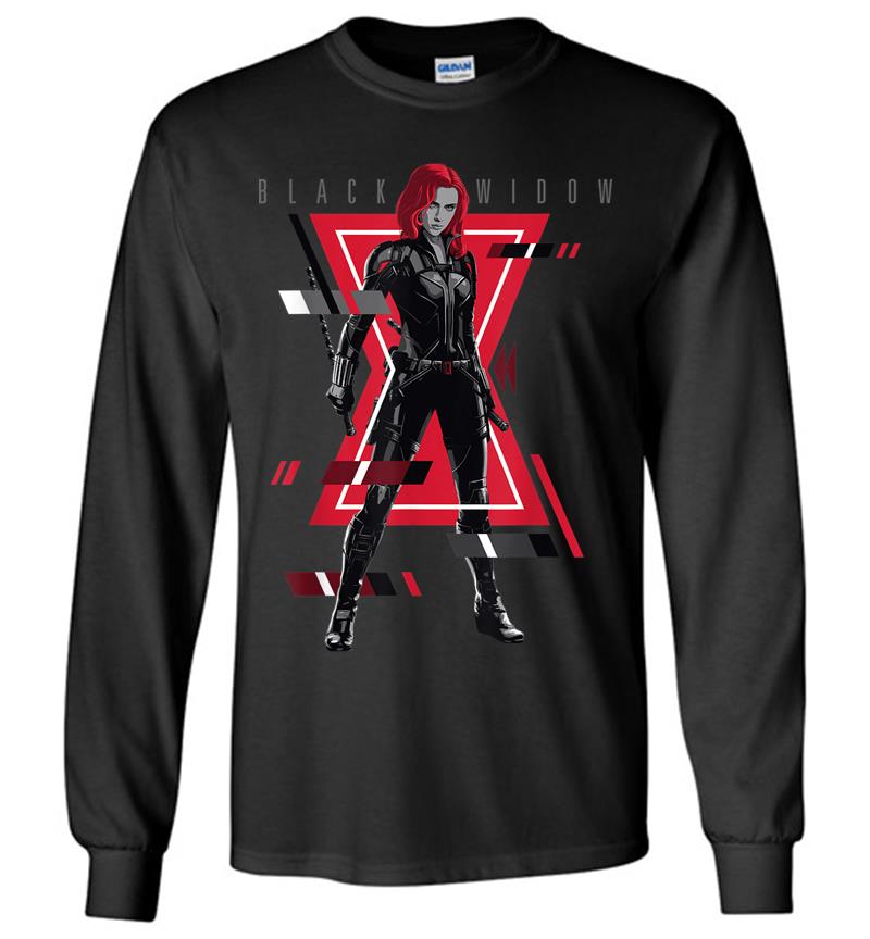 Marvel Black Widow Logo Glitch Long Sleeve T-Shirt