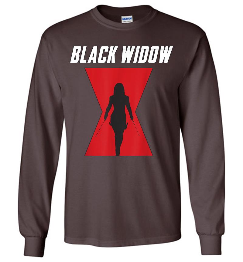 Inktee Store - Marvel Black Widow Logo Silhouette Long Sleeve T-Shirt Image