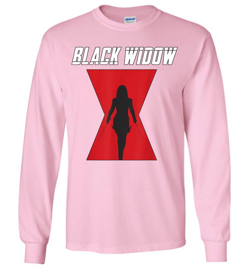 Inktee Store - Marvel Black Widow Logo Silhouette Long Sleeve T-Shirt Image