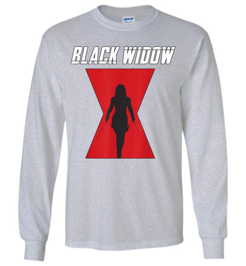 Inktee Store - Marvel Black Widow Logo Silhouette Long Sleeve T-Shirt Image