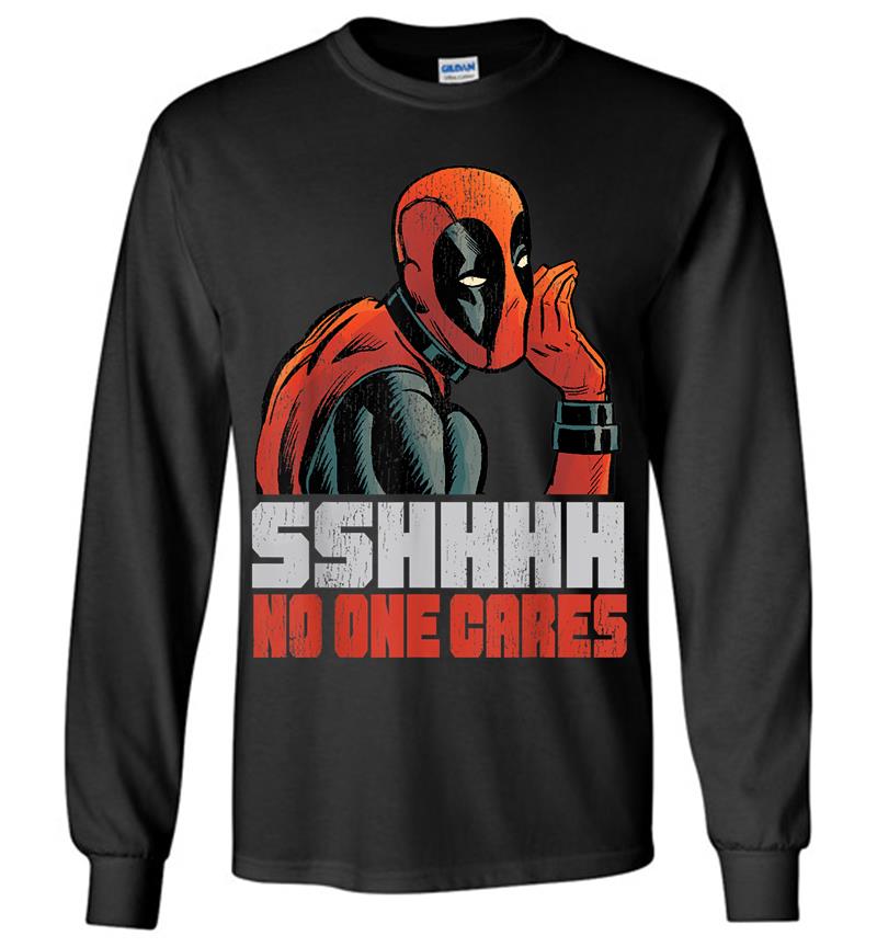 Marvel Deadpool Sshhhh No One Cares Whisper Graphic Long Sleeve T-shirt