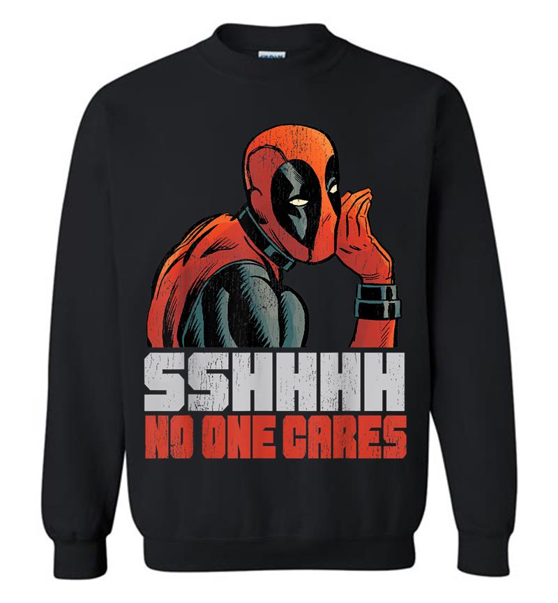 Marvel Deadpool Sshhhh No One Cares Whisper Graphic Sweatshirt