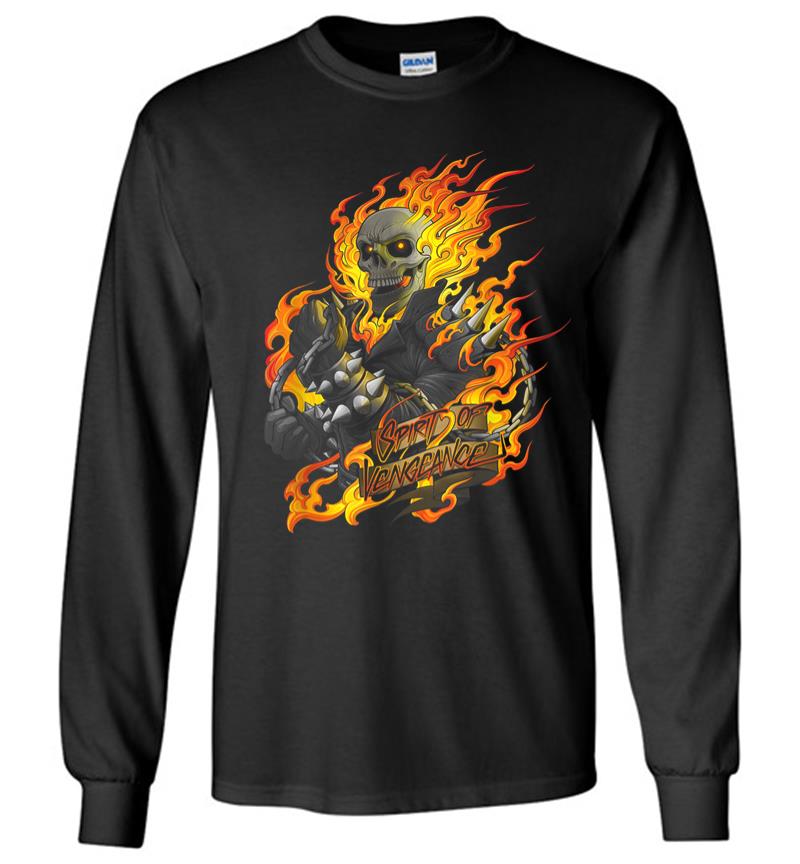 Marvel Ghost Rider Spirit Of Vengeance Flaming Skull Long Sleeve T-Shirt