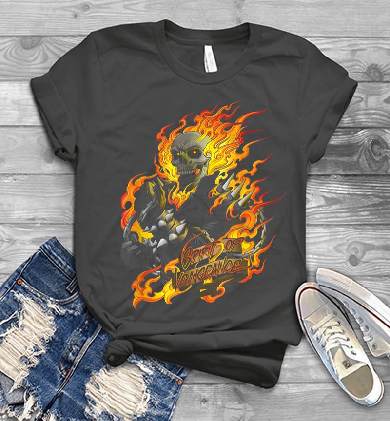 Inktee Store - Marvel Ghost Rider Spirit Of Vengeance Flaming Skull Men T-Shirt Image