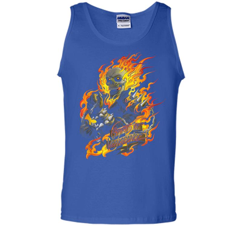 Inktee Store - Marvel Ghost Rider Spirit Of Vengeance Flaming Skull Men Tank Top Image
