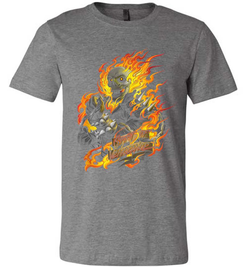 Inktee Store - Marvel Ghost Rider Spirit Of Vengeance Flaming Skull Premium T-Shirt Image
