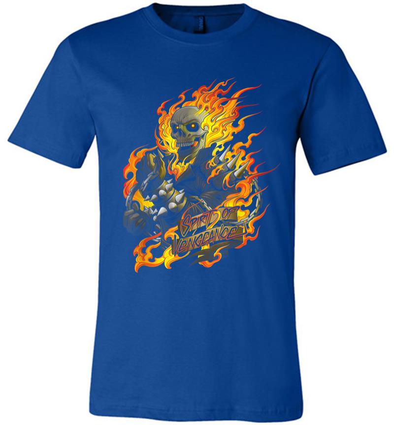Inktee Store - Marvel Ghost Rider Spirit Of Vengeance Flaming Skull Premium T-Shirt Image