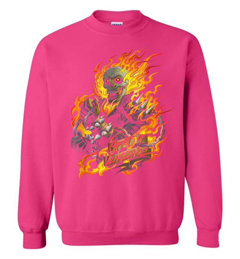 Inktee Store - Marvel Ghost Rider Spirit Of Vengeance Flaming Skull Sweatshirt Image