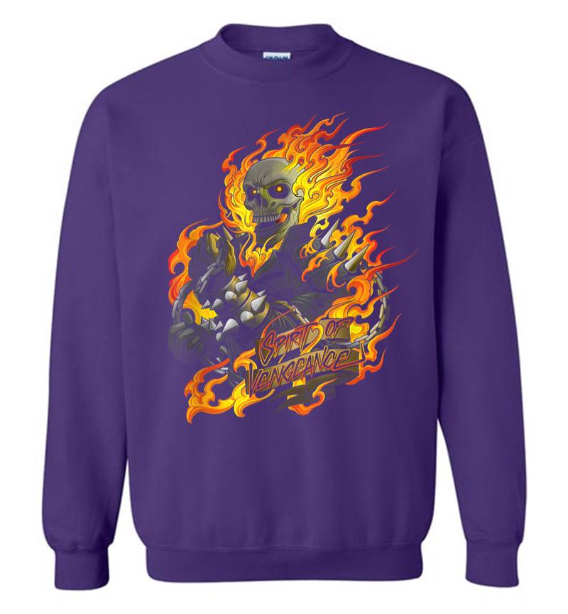 Inktee Store - Marvel Ghost Rider Spirit Of Vengeance Flaming Skull Sweatshirt Image