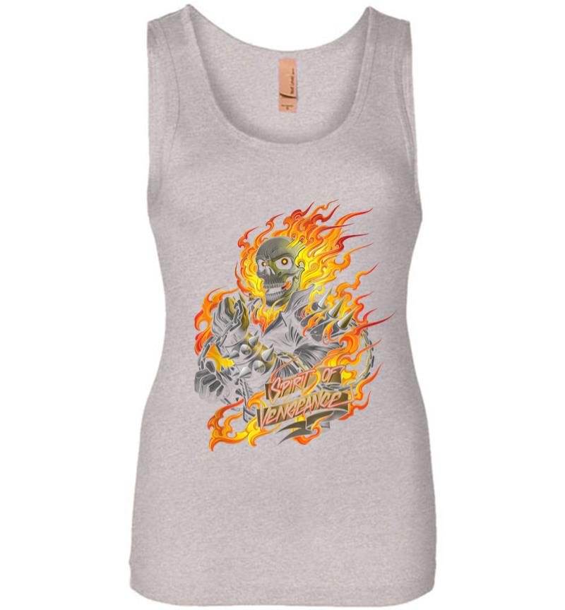 Inktee Store - Marvel Ghost Rider Spirit Of Vengeance Flaming Skull Women Jersey Tank Top Image
