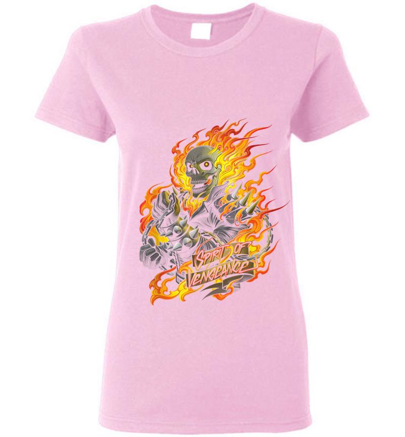 Inktee Store - Marvel Ghost Rider Spirit Of Vengeance Flaming Skull Women T-Shirt Image