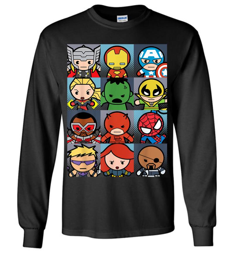 Marvel Heroes Boxed Up Kawaii Graphic Long Sleeve T-shirt