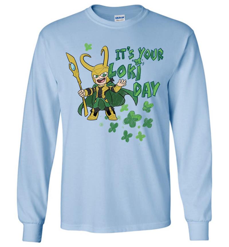 Inktee Store - Marvel Kawaii It'S Your Loki Day Shamrocks St. Patrick'S Day Long Sleeve T-Shirt Image