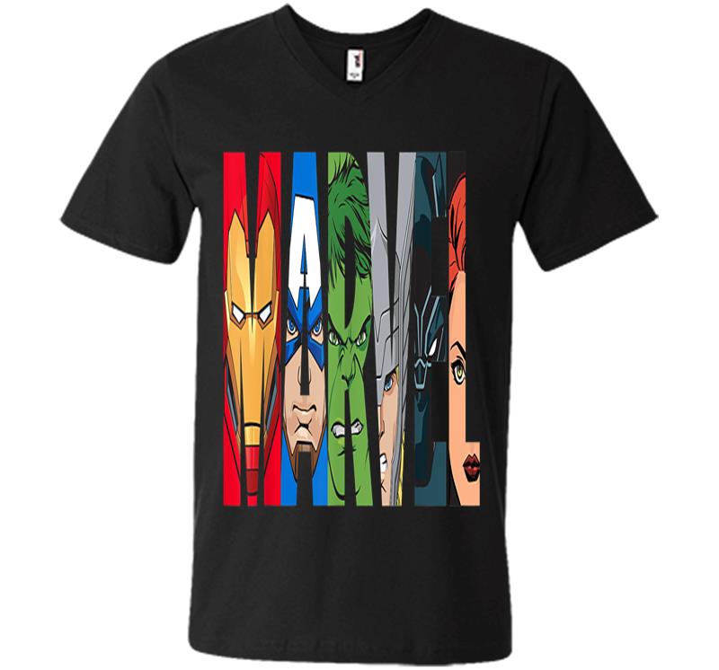 Marvel Logo Avengers Super Heroes V-neck T-shirt