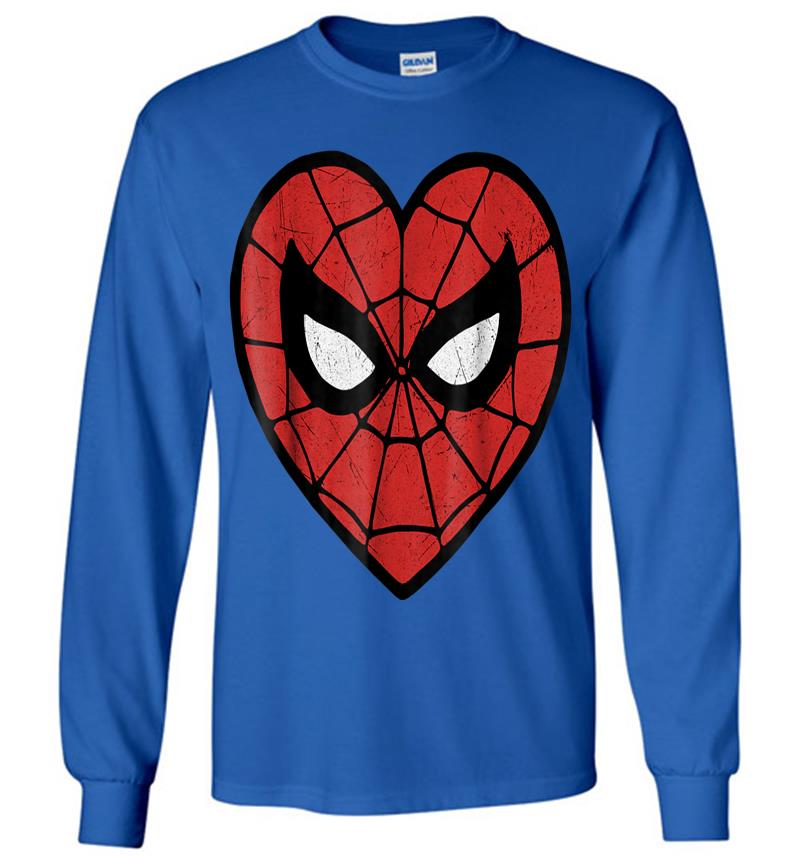 Inktee Store - Marvel Spider-Man Face Mask Valentine'S Heart Logo Long Sleeve T-Shirt Image