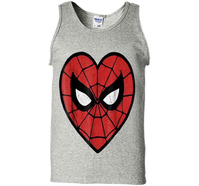 Marvel Spider-man Face Mask Valentine's Heart Logo Mens Tank Top