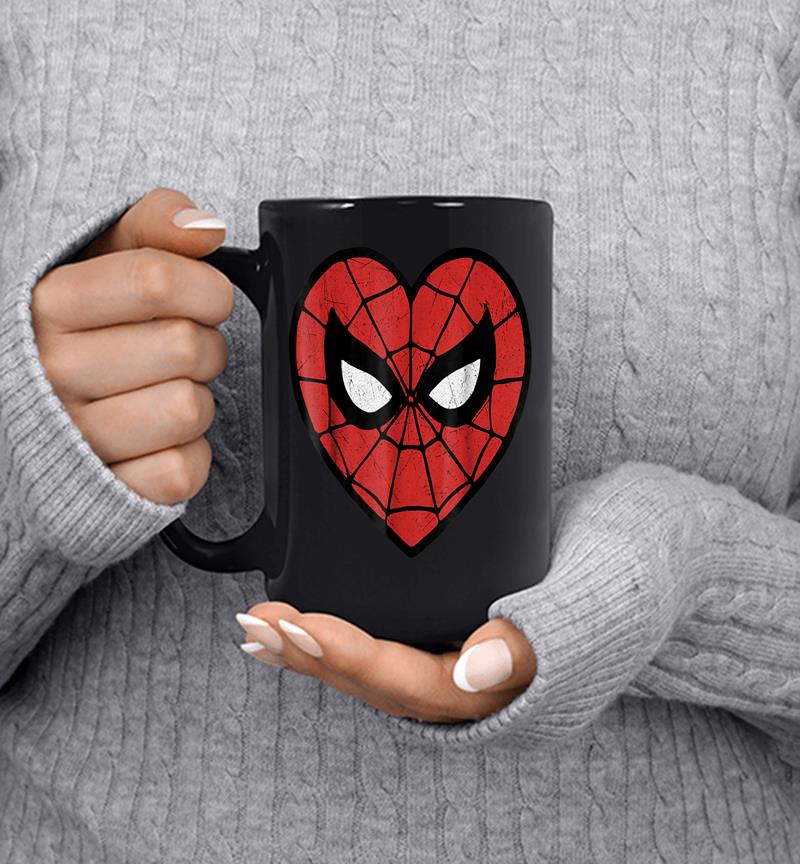 Marvel Spider-man Face Mask Valentine's Heart Logo Mug