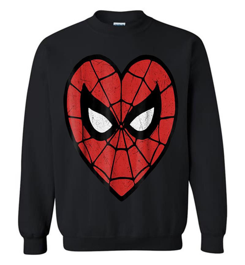 Marvel Spider-man Face Mask Valentine's Heart Logo Sweatshirt