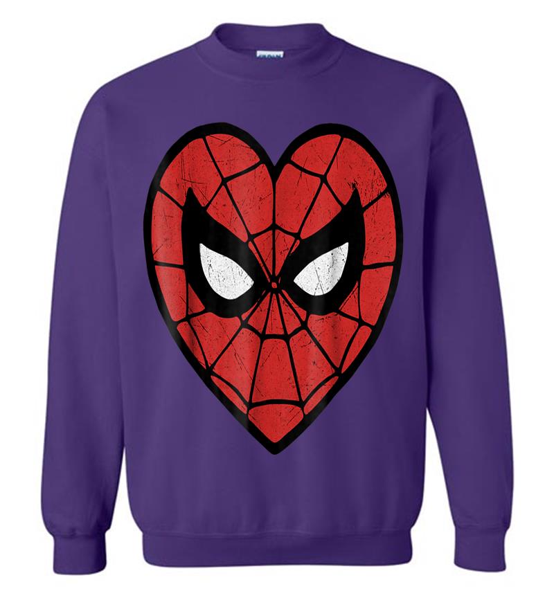 Inktee Store - Marvel Spider-Man Face Mask Valentine'S Heart Logo Sweatshirt Image